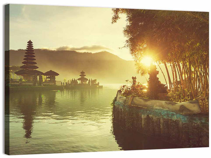 Pura Ulun Danu Bratan Sunrise Wall Art as a canvas print