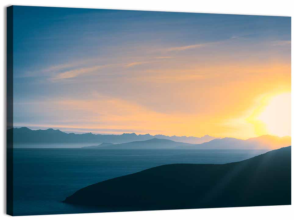 Lake Titicaca Golden Sunrise Wall Art, canvas print, landscape