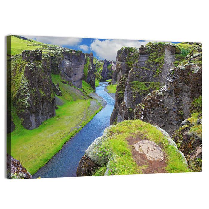 Neverland Cliffs, Fjaðrárgljúfur Canyon Wall Art as a canvas print
