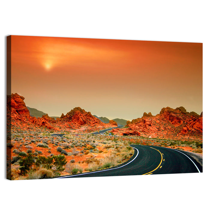 Valley of Fire Winding Road Wall Art as a canvas print