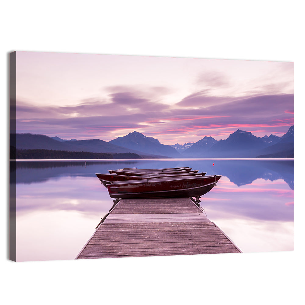 Lake Mcdonald Sunset Dock Wall Art, canvas print, landscape