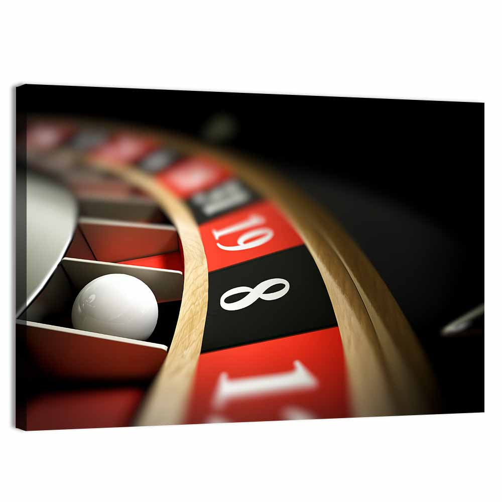 Roulette Wheel Closeup with White Ball Wall Art