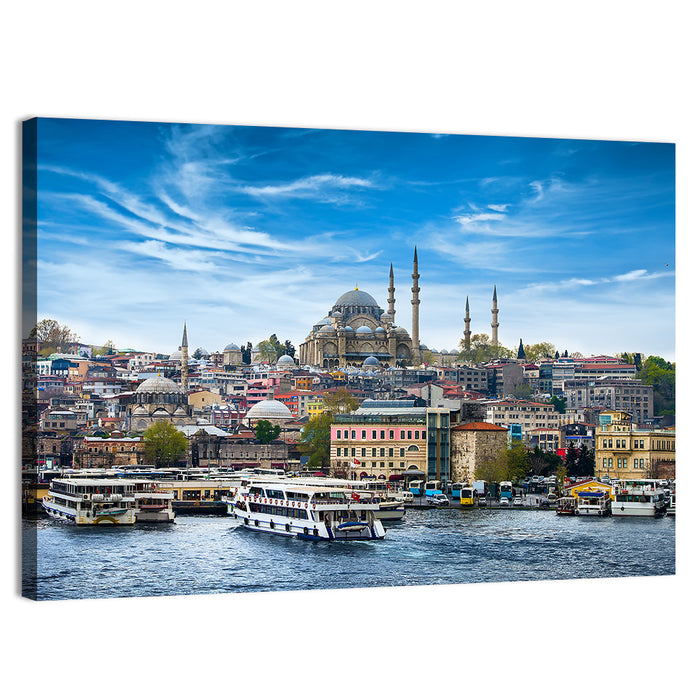Süleymaniye Mosque Over Golden Horn Wall Art as a canvas print