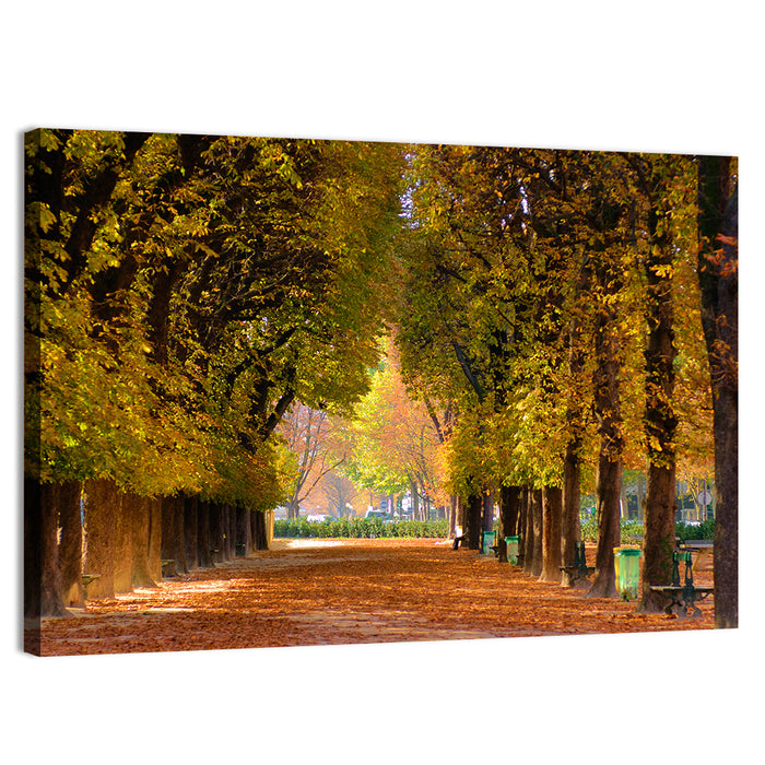 Golden Hour Autumn Path Wall Art as a canvas print