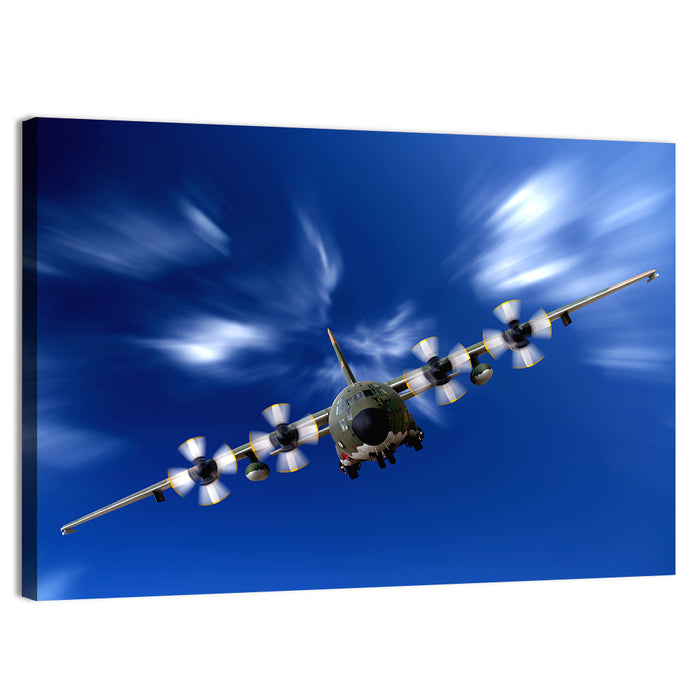 C-130 Head-on Camo Transport Wall Art as a canvas print