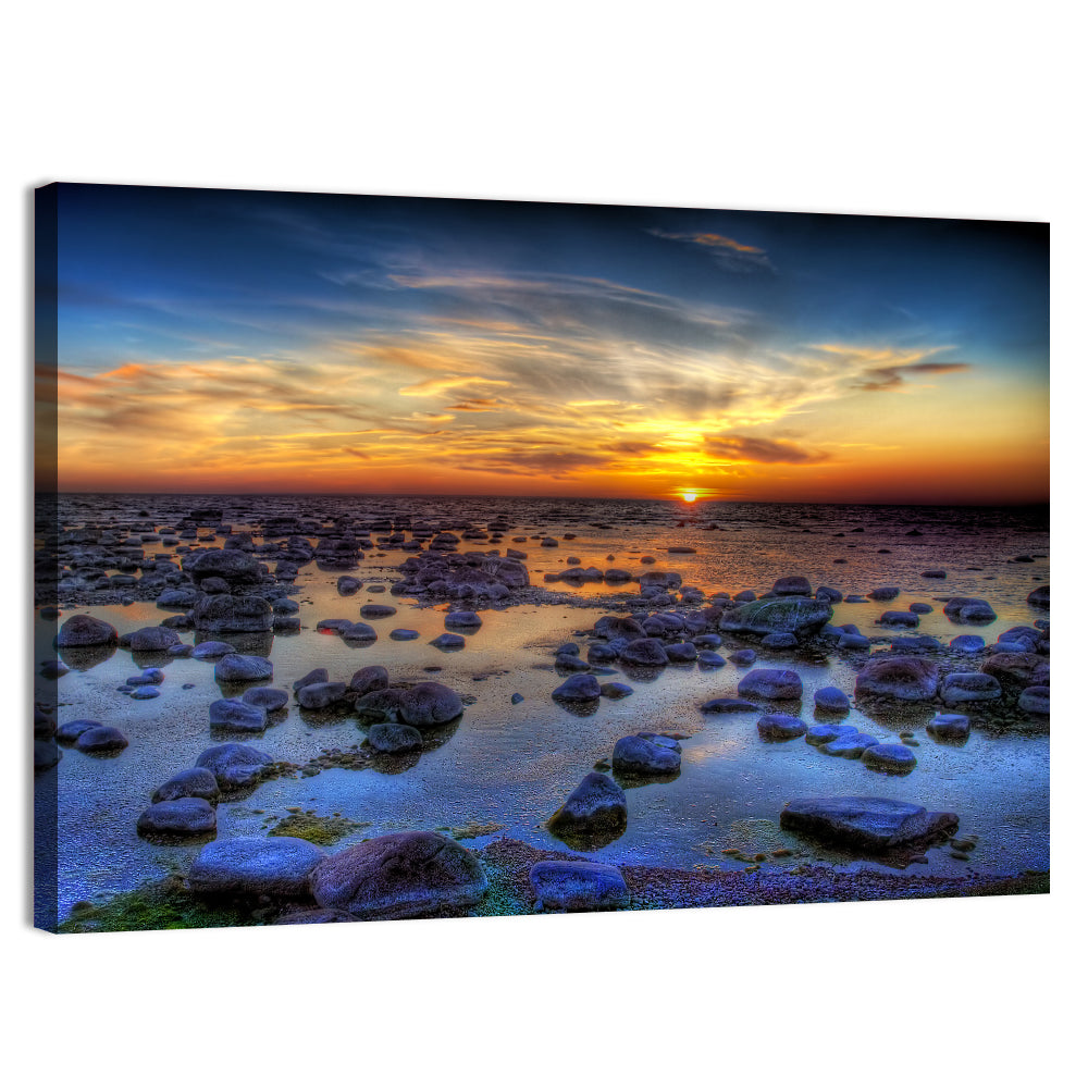 Sea Stones at Sunset Wall Art