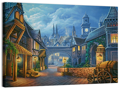 Victorian London Cobblestone Street Wall Art
