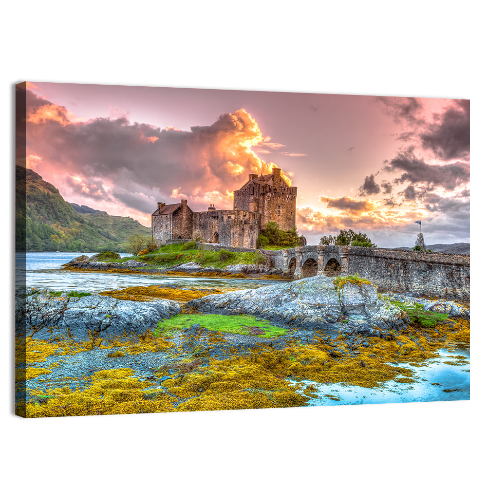 Eilean Donan Castle at Sunset Wall Art, canvas print, landscape