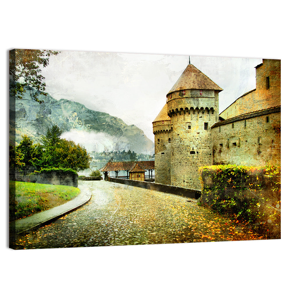 Autumn Approach to Chillon Castle Wall Art