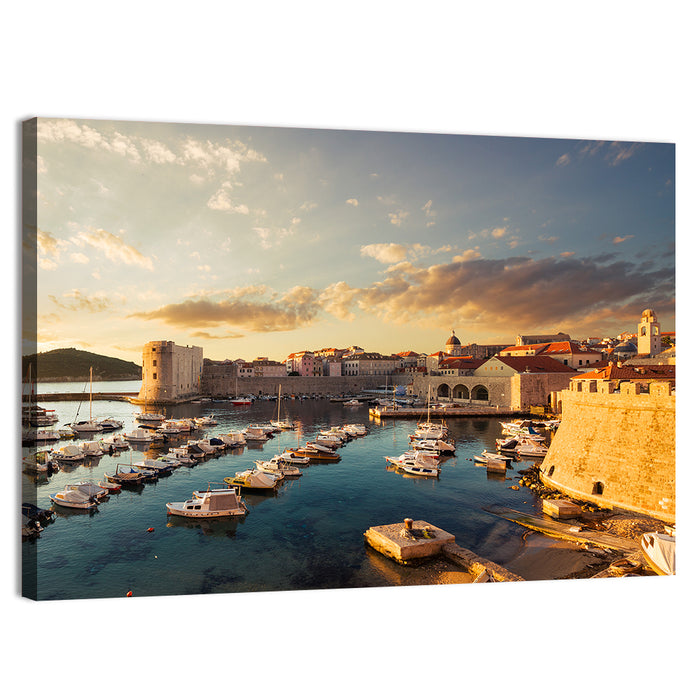 Dubrovnik Old Port at Golden Hour Wall Art as a canvas print