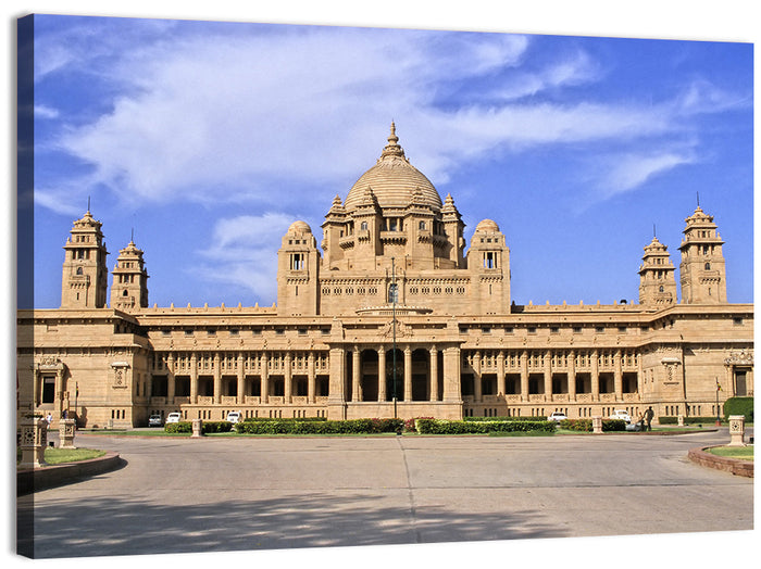 Umaid Bhawan Palace Under Clear Blue Sky Wall Art as a canvas print