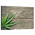 Cannabis Leaf on Weathered Wood Wall Art
