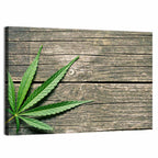 Cannabis Leaf on Weathered Wood Wall Art