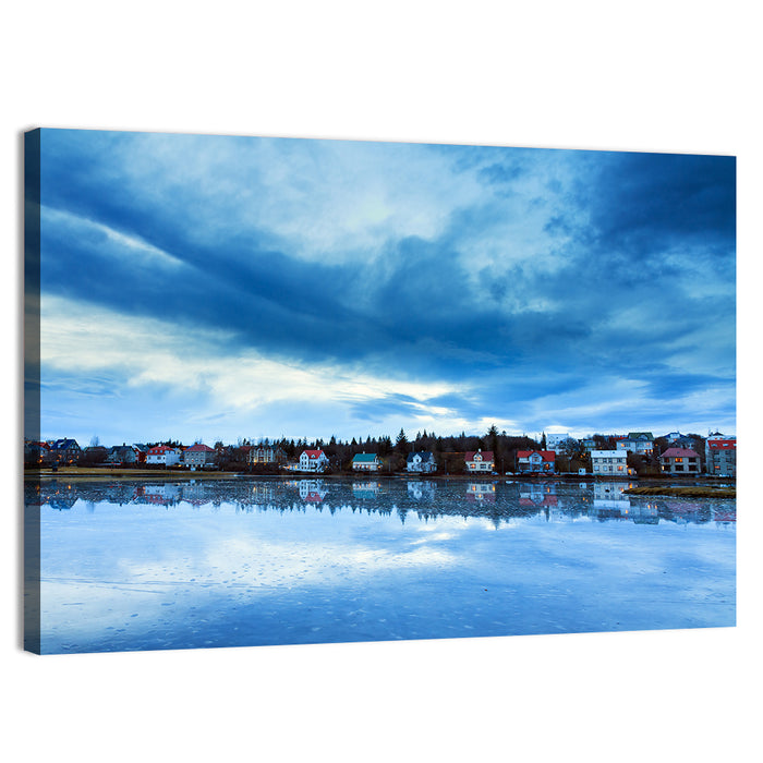Tjornin at Twilight Reykjavik Wall Art as a canvas print