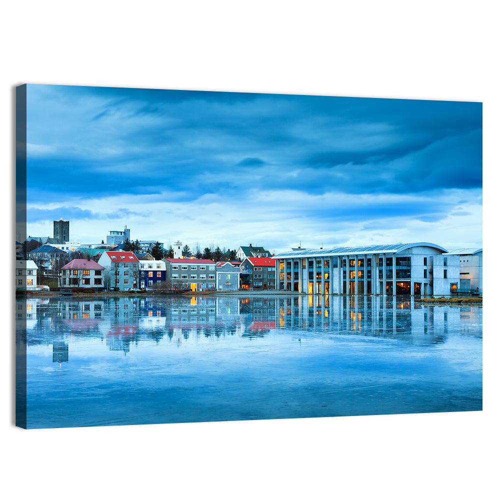 Reykjavik City Hall at Blue Hour Wall Art