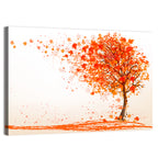 Autumn Tree with Falling Leaves Wall Art