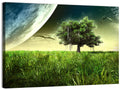 Alien Meadow Under a Giant Planet Wall Art