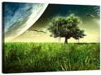 Alien Meadow Under a Giant Planet Wall Art