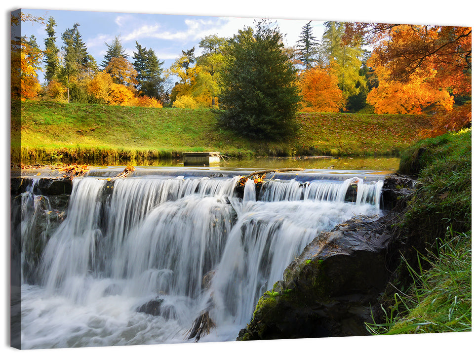 Autumn Forest Waterfall Wall Art