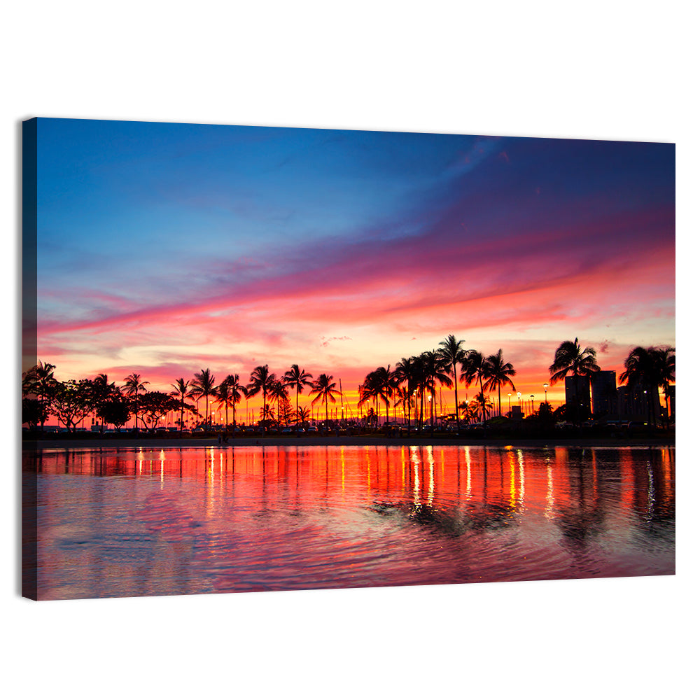 Hawaii Resort Sunset Wall Art, canvas print, landscape