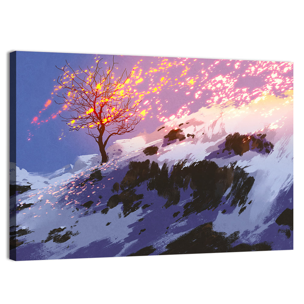 Falling Leaves in Winter Wall Art