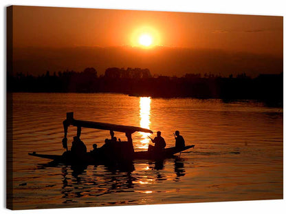 Dal Lake Sunset Silhouette Wall Art