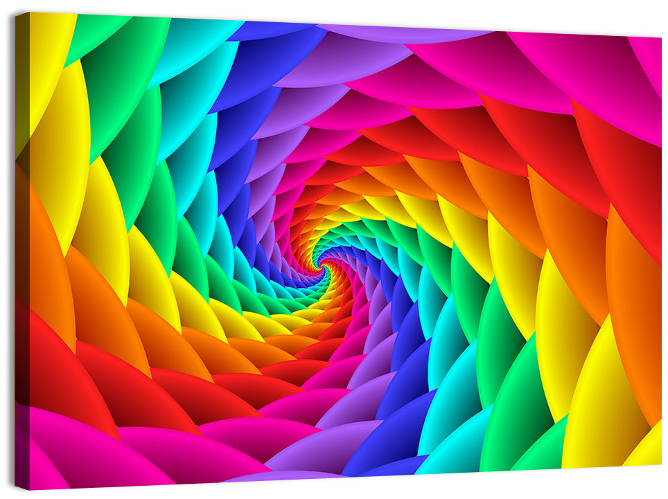 Spiral Rainbow Tunnel Wall Art