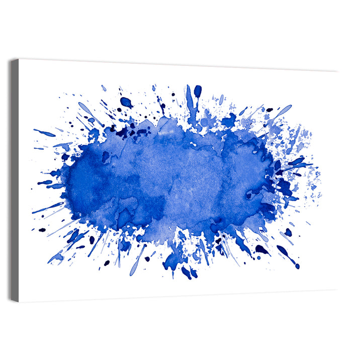 Blue Ink Splash Wall Art as a canvas print