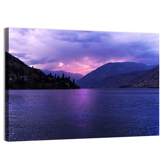 Lake Chelan Violet Sunset Wall Art as a canvas print