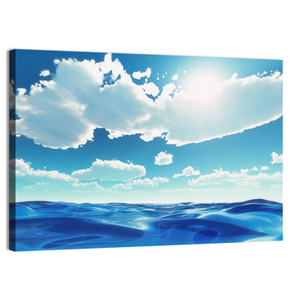 Sunlit Ocean and Clouds Wall Art