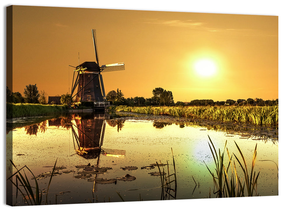 Dutch Windmill at Golden Hour Wall Art