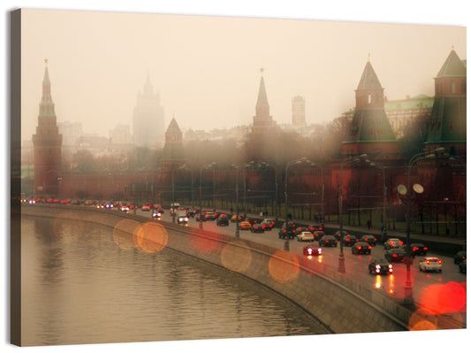 Foggy Moscow Kremlin at Dusk Wall Art
