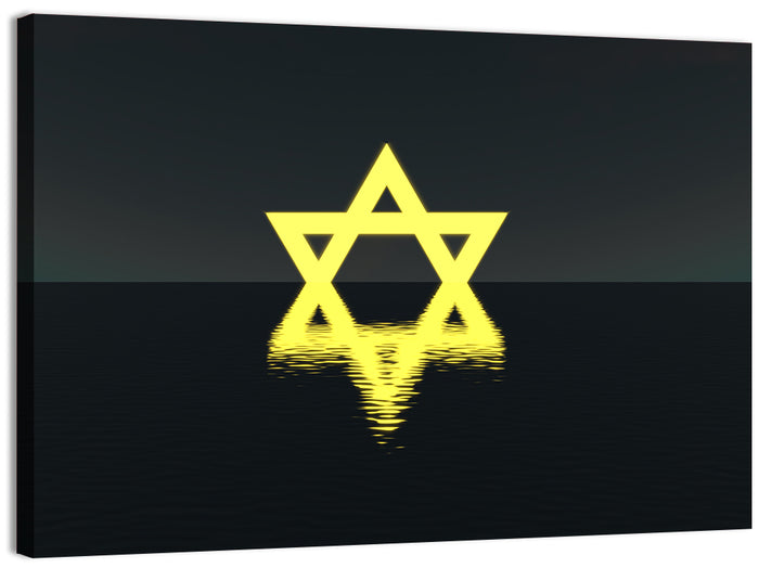 Glowing Star of David Reflection Wall Art as a canvas print