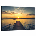 Sunset Pier with Sailboat Wall Art