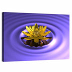 Golden Lotus Over Purple Waves Wall Art