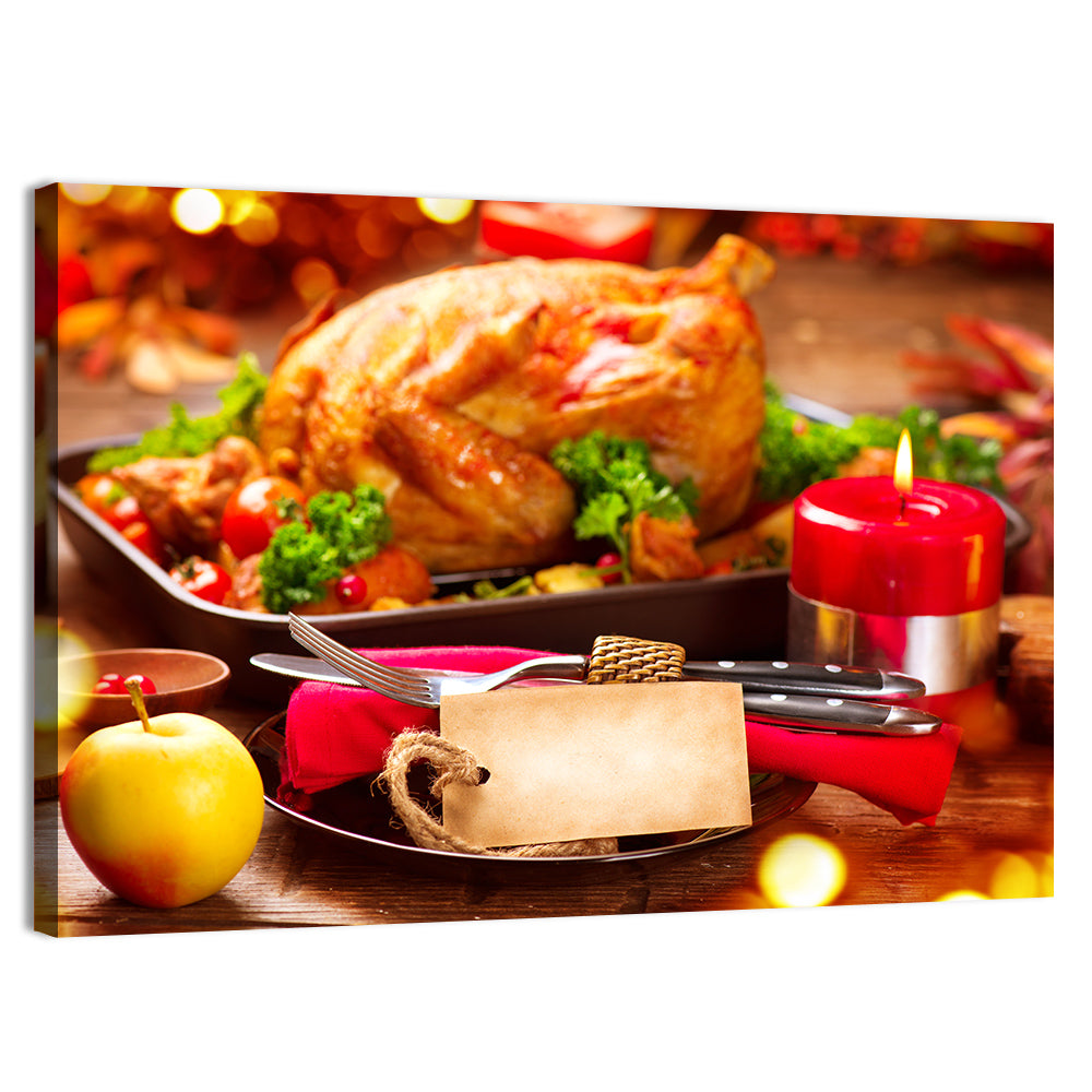 Roasted Turkey Holiday Still Life Wall Art, canvas print, landscape