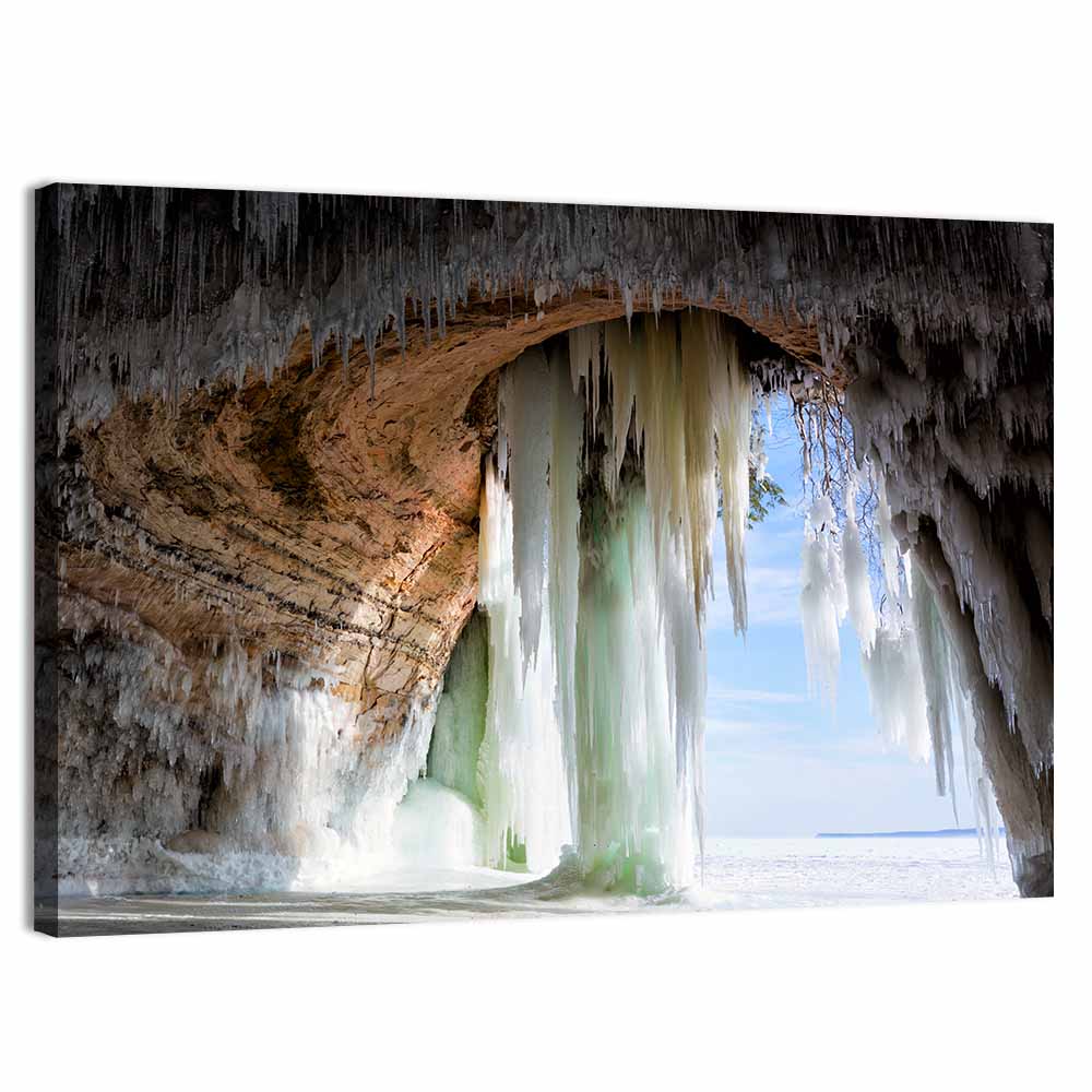 Ice Cave Over Frozen Shoreline Wall Art