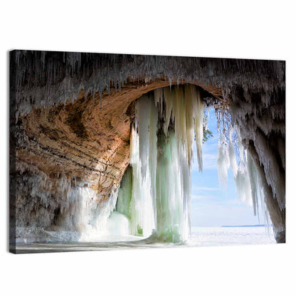 Ice Cave Over Frozen Shoreline Wall Art