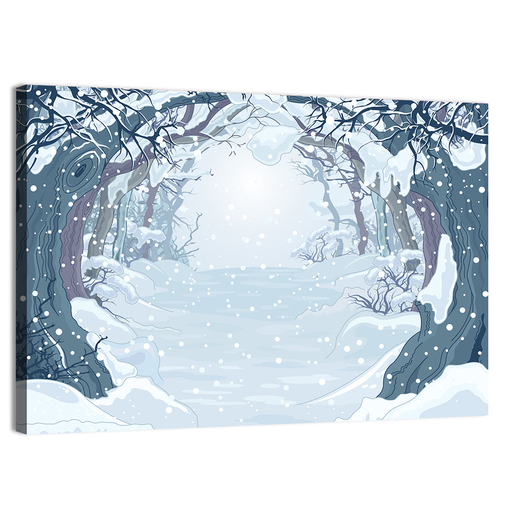 Winter Forest Path Illustration Wall Art