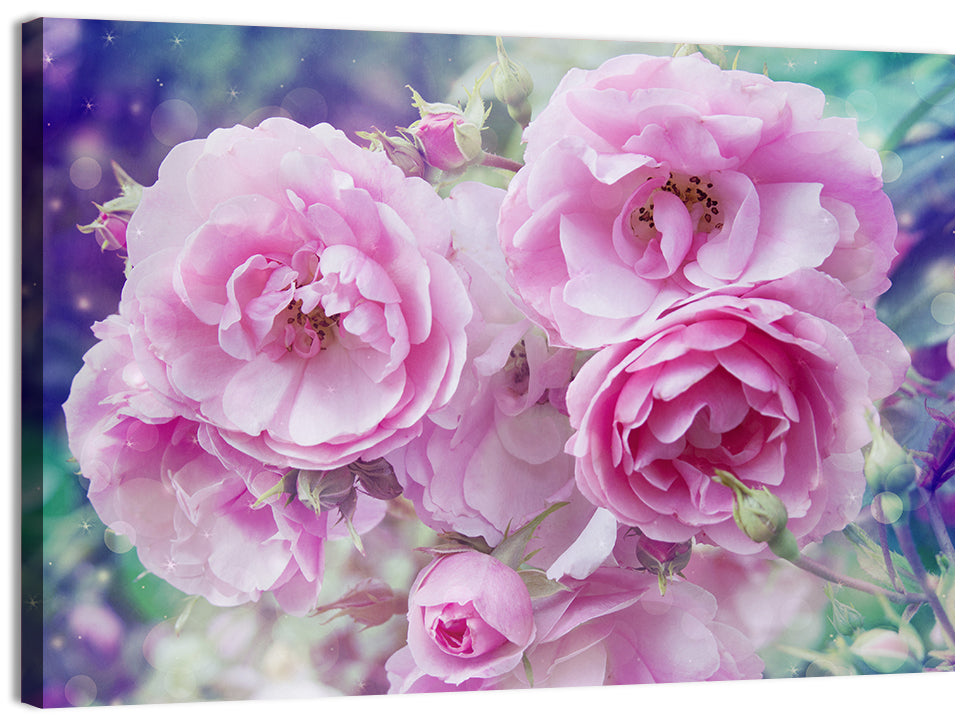Springtime Pink Rose Cluster Wall Art