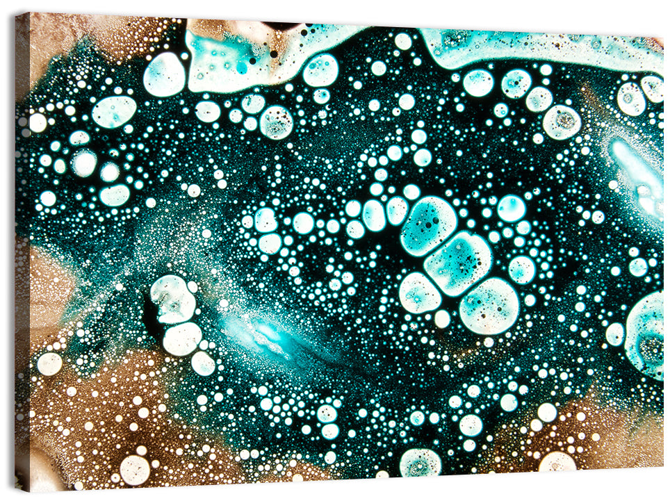 Teal Oil and Water Bubble Abstract Wall Art