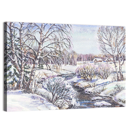 Rural Russian Winter Landscape Wall Art