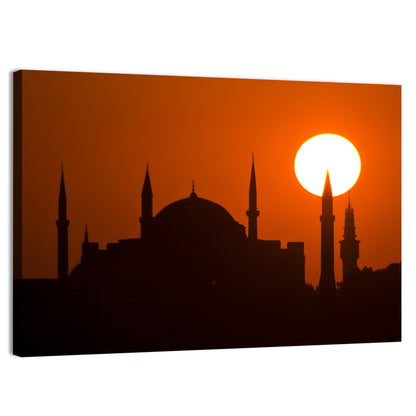 Hagia Sophia Silhouette at Sunset Wall Art