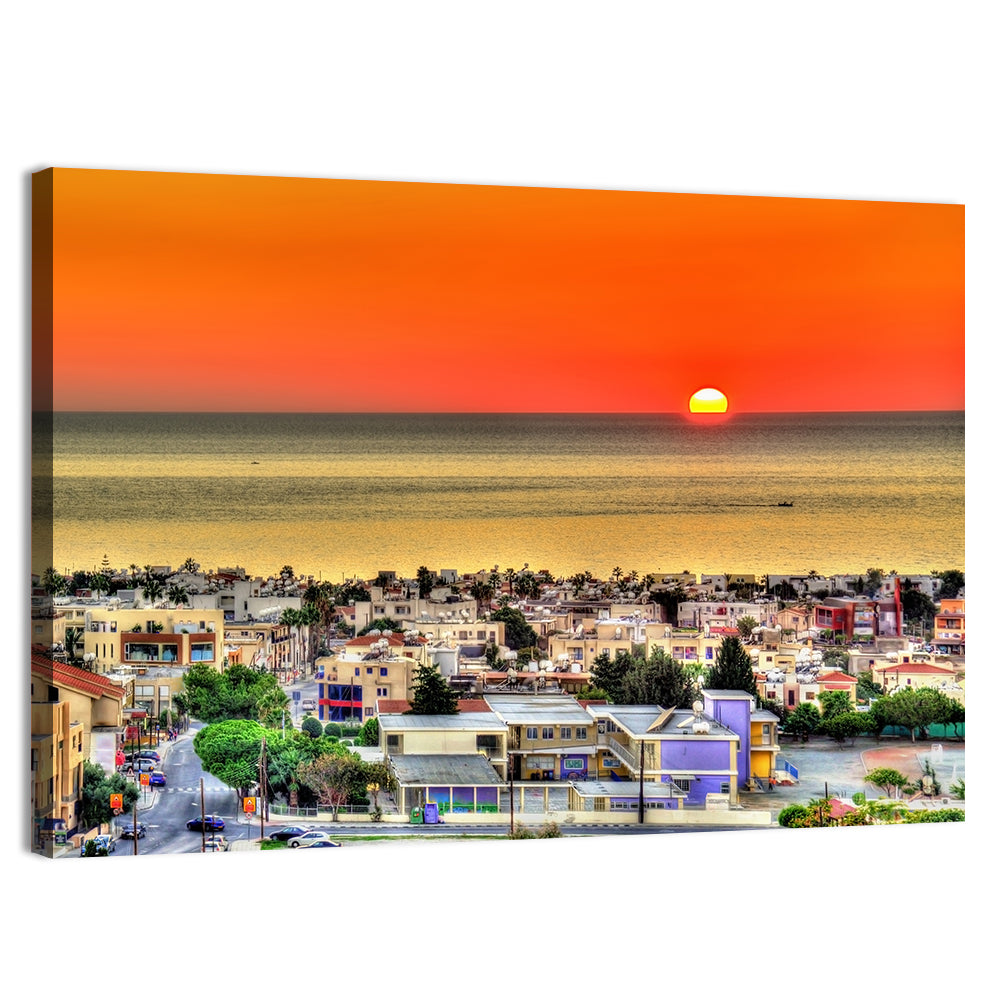 Paphos Sunset Wall Art, canvas print, landscape
