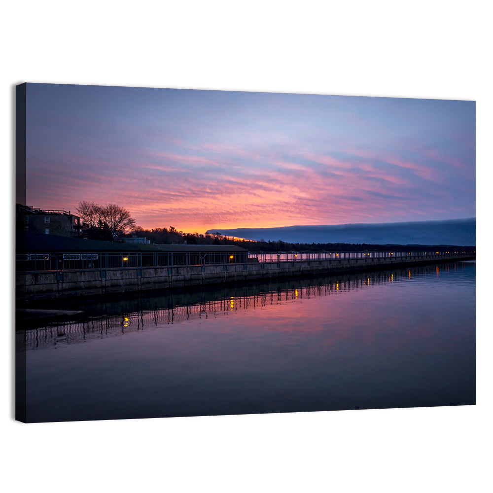 Skaneateles Lake Pier at Dusk Wall Art, canvas print, landscape