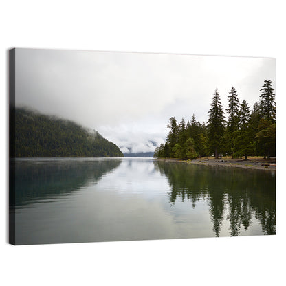 Foggy Lake Crescent Reflection Wall Art
