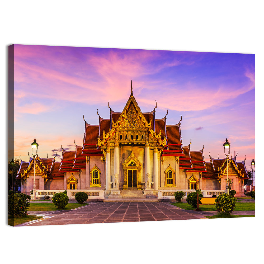 Wat Benchamabophit at Dusk Wall Art, canvas print, landscape