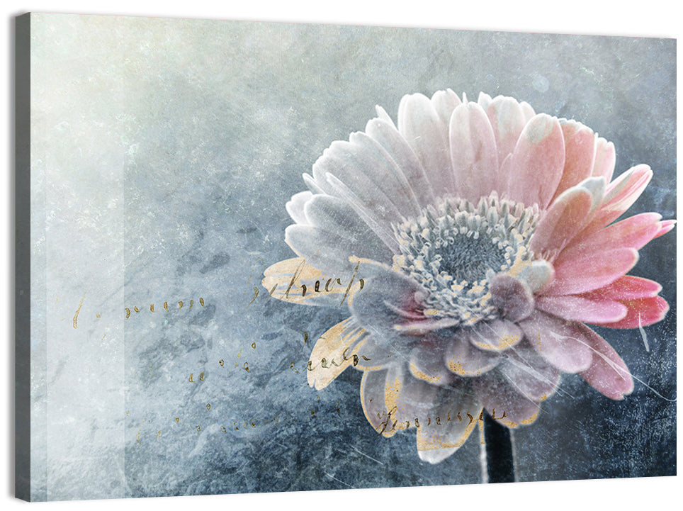 Winter Gerbera with Golden Script Wall Art