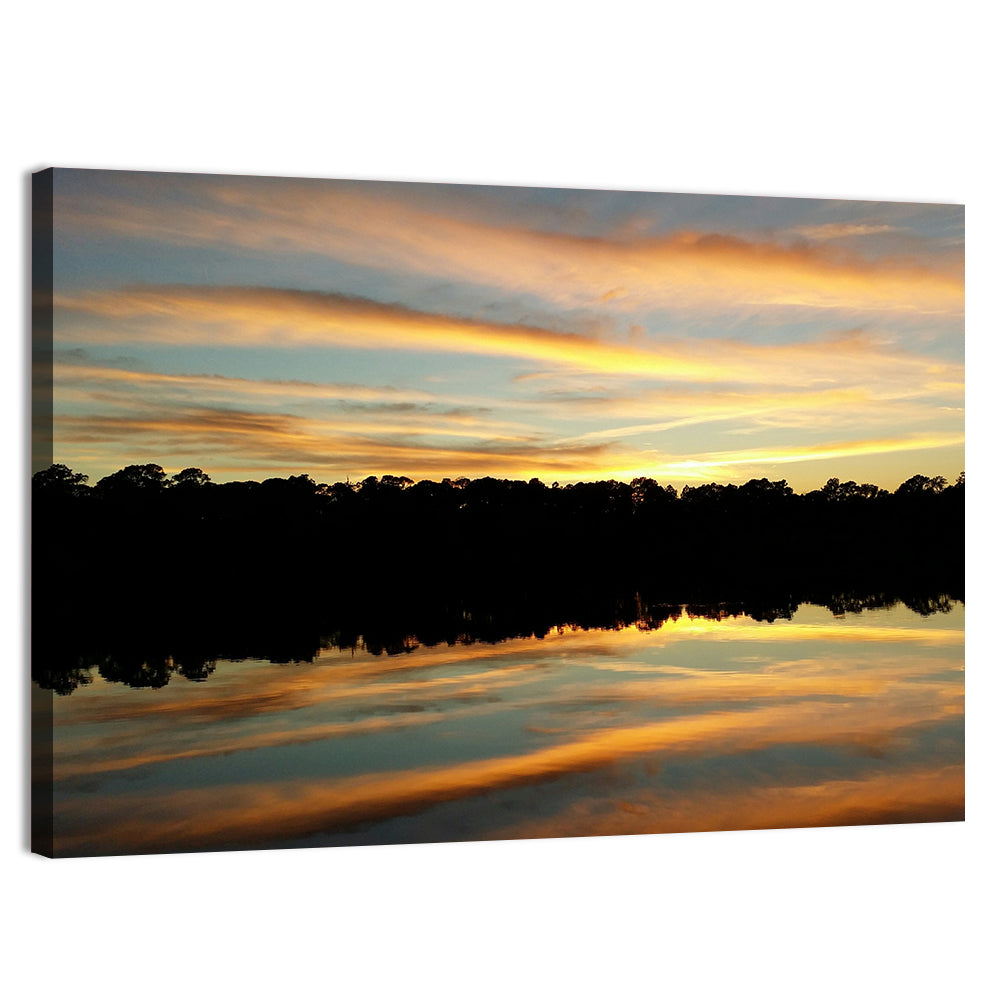 Lake Charles Golden Sunset Wall Art