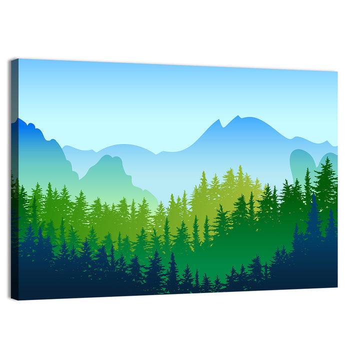 Layered Pine Forest Wall Art as a canvas print